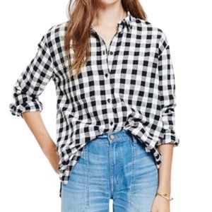 Madewell Black White Buffalo Check Oversized Flannel Shirt - Size XXS